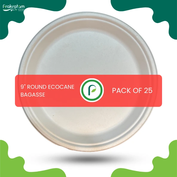 9 Inch Round Plate | EcoCane Bagasse | 100% Biodegradable Sugarcane Fiber | Durable & Compostable | Perfect for Meals, Events, and Catering