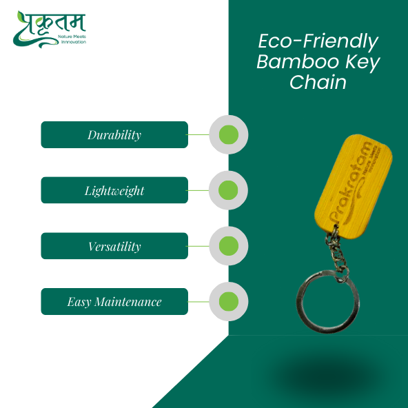 Prakratam Bamboo Key Chain | 100% Natural Bamboo | Eco-friendly and Sustainable | Durable and Lightweight | Unique Grain Pattern | Stylish and Versatile Accessory