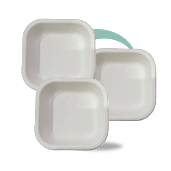 5"x5" Square Dona | EcoCane Bagasse | Biodegradable & Compostable Sugarcane Bowl | Sturdy & Eco-Friendly | Perfect for Snacks, Desserts, and Events