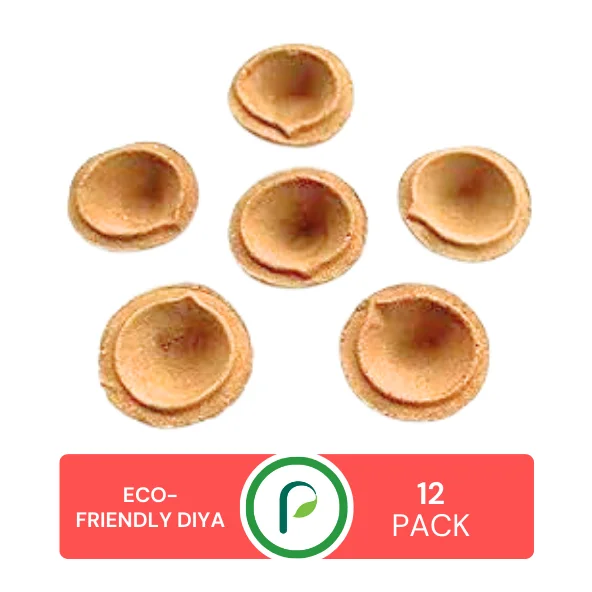 Prakratam Eco-Friendly Diya: Handcrafted Sustainable Lighting for Festive Decor | 1 Packs of 12 Diyas