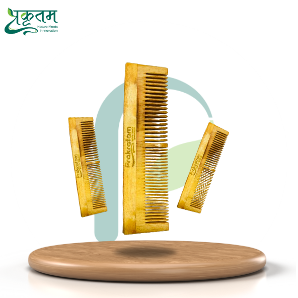 Neem Wood Dual Comb | 100% Natural and Eco-friendly | Chemical Free | Versatile Styling | Durable and Gentle on Hair | Lightweight and Portable