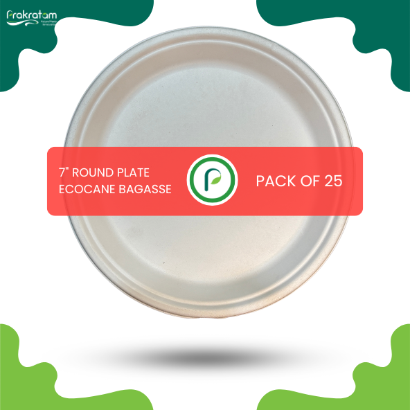 7-Inch Round Plate | EcoCane Bagasse | Compact, Lightweight & Sturdy | 100% Biodegradable Sugarcane Fiber | Compostable & Eco-Friendly | Perfect for Snacks, Desserts, and Small Portions