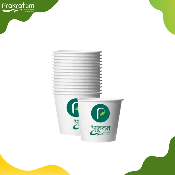 Prakratam Eco-friendly Cups | 4 Inch Cups | (Pack of 20) | 100% Natural, Bio-degradable Tableware |for Weddings and Parties