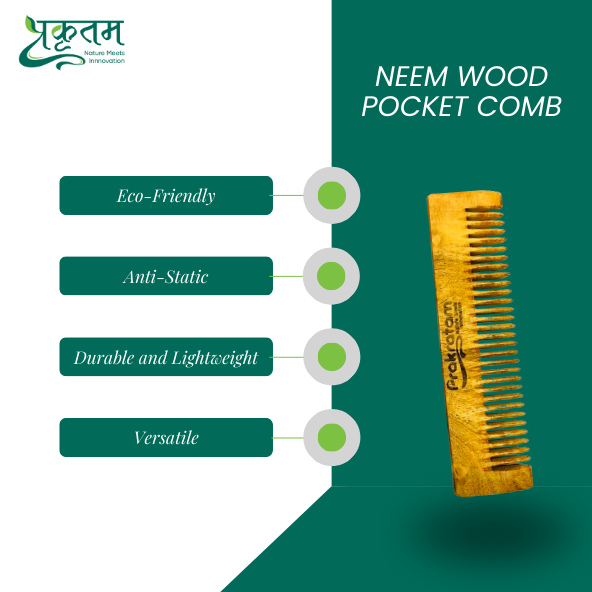 Bamboo Pocket Comb | 100% Natural Hair Care | Eco-Friendly and Anti-Static | Durable and Lightweight | Smooth Teeth for Gentle Grooming